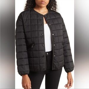 REBECCA MINKOFF Box Quilted Jacket Black Long Sleeve Puffer Sz L NEW